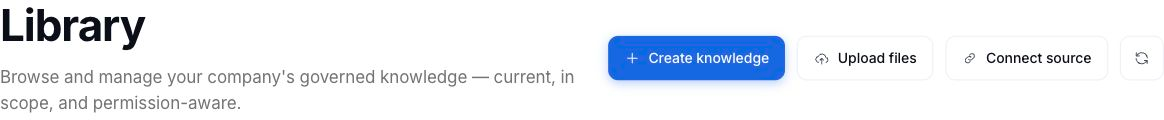Library heading and Upload files button in Brain